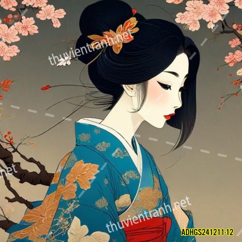 Tranh dán tường hoa cô gái Geisha Nhật Bản-ADHGS241211-12 - Kết quả tìm kiếm tranh tường